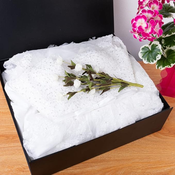 Black Extra Large Gift Box with Lid 1 Pcs 19x16x6 Inches, Gift Box large Black Gift Boxes for Presents Clothes Robe Wedding Dress Sweater,Reusable Foldable Bridesmaid Proposal Box（Matte）