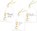 Pro Supply Global 24 Count of 2.5 Inch x 3 Inch Pre Strung Pearls and Prosecco Gift Tag Assorted Printed Designs on Large Cardstock Gift Hang Tags - Ideal to Use on Bags