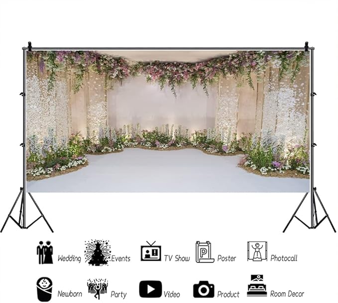 AOFOTO 20x10ft Arch for Wedding Ceremony Backdrop Interior Romantic Flower Canopy Archway Banner Photography Background Bride Girlfriend Lovers Fiancee Nuptial Decoration Studio Props Vinyl Wallpaper