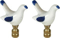 Royal Designs, Inc. Porcelain Bird Finial for Lamp Shade, Polished Brass, Blue & White, Pack of 2
