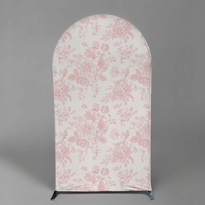 Arch Backdrop Cover Baby in Bloom Baby Shower Arch Stand Spandex Fabric Cover Blue Flowers Floral Pink Bows Girls Birthday Party Baptism Decorations (3X6ft,G-4032)
