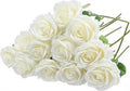 Felice Arts 12 Pack White Roses Artificial Flowers with Stem Fake Flowers Silk Roses Bouquet for Table Vase Wedding Centerpiece Party Home Kitchen Decor