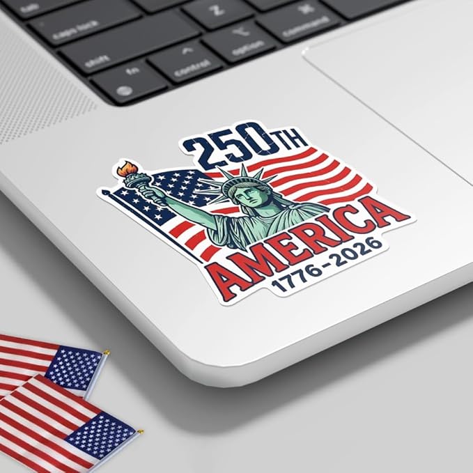 HANDICHI Design 5 Pack 5 Inch America 250th Anniversary Stickers (1776–2026), Patriotic Statue of Liberty & USA Flag Vinyl Decals