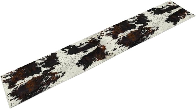 Cow Print Table Runner, Black White Cowhide Print Western Style Table Runner Country Farmhouse Cottage Cow Patten Table Decoration for Home Kitchen Dining, 13x90 Inch