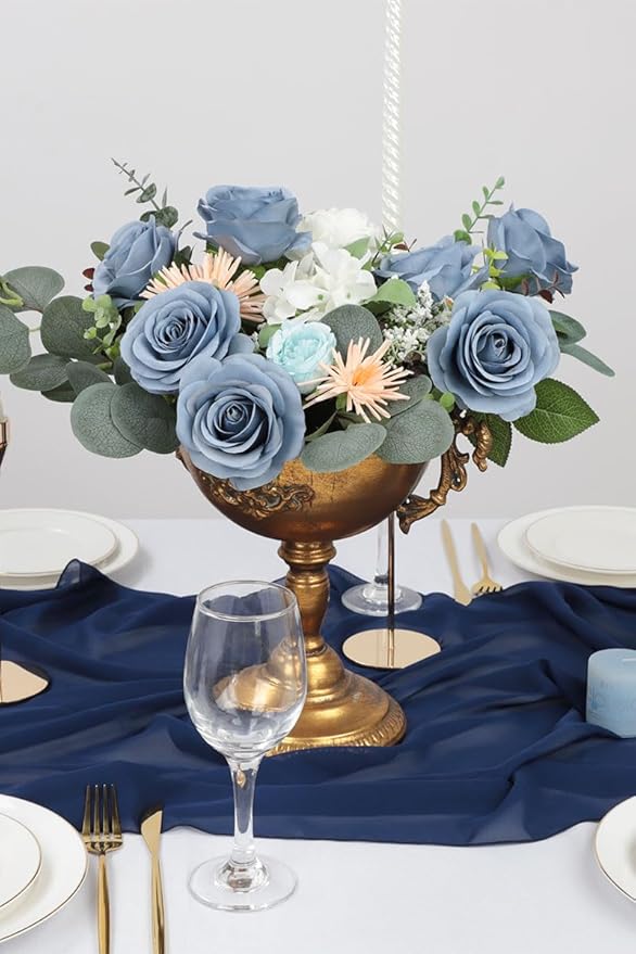 30pcs Roses Artificial Flowers Dusty Blue Silk Roses with Long Stems Fake Flowers for Wedding Bouquet Centerpices Decorations Party Bridal Baby Shower Home Decor