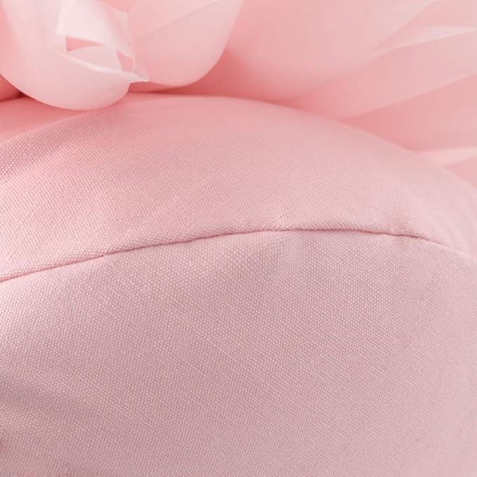 Handmade 3D Flower Round Throw Pillow Cute Decorative Daisy Sunflower Accent Cushion Elegant Soft Floral Pillow with Insert for Couch Chair Car Bed Living Room Home Decor 14Inch Light Pink