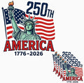 HANDICHI Design 5 Pack 4 Inch America 250th Anniversary Stickers (1776–2026), Patriotic Statue of Liberty & USA Flag Vinyl Decals