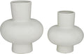 CosmoLiving by Cosmopolitan Ceramic Decorative Vase Gourd Style Centerpiece Vases, Set of 2 Flower Vases for Home Decoration 9", 11"H, White