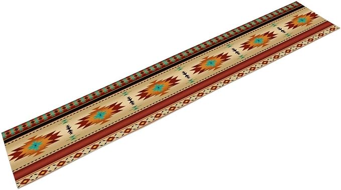 Aztec Southwest Table Runner, Ethnic Style Geometric Triditional Kitchen Table Runners Table Setting Decor for Garden Farmhouse Wedding Party Holiday Dinner Home, 13x60 Inch