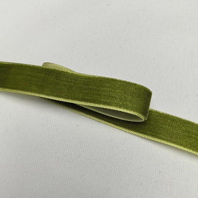Chenkou Craft 25 Yards 5/8" Velvet Ribbon Lots Bulk (Olive, 5/8"(15mm))