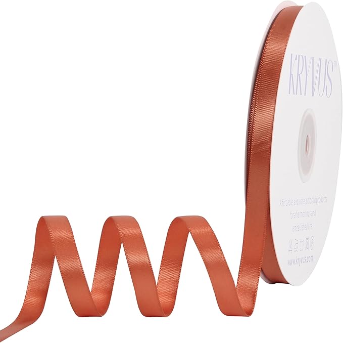 Copper Satin Ribbon, Double Faced 3/8 Inch X 50 Yards Copper Ribbon, Premium Satin Ribbon for Gift Wrapping, Crafts, Hair Bow Making, Sewing, Flower Bouquet, Wedding Party Decor