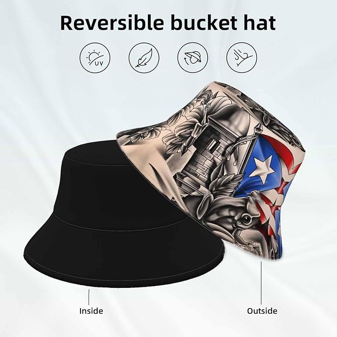 Bucket Hat for Women Men, Summer Print Hat Travel Packable Sun Cap Outdoor Hat for Women and Men