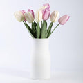 White Marble Vase for Flowers, 8.66" Minimalist Modern Frosted Flower Vase for Home Decor, Decorative Vases for Centerpieces, Living Room, Dining Table, Office, Boho Farmhouse Decor