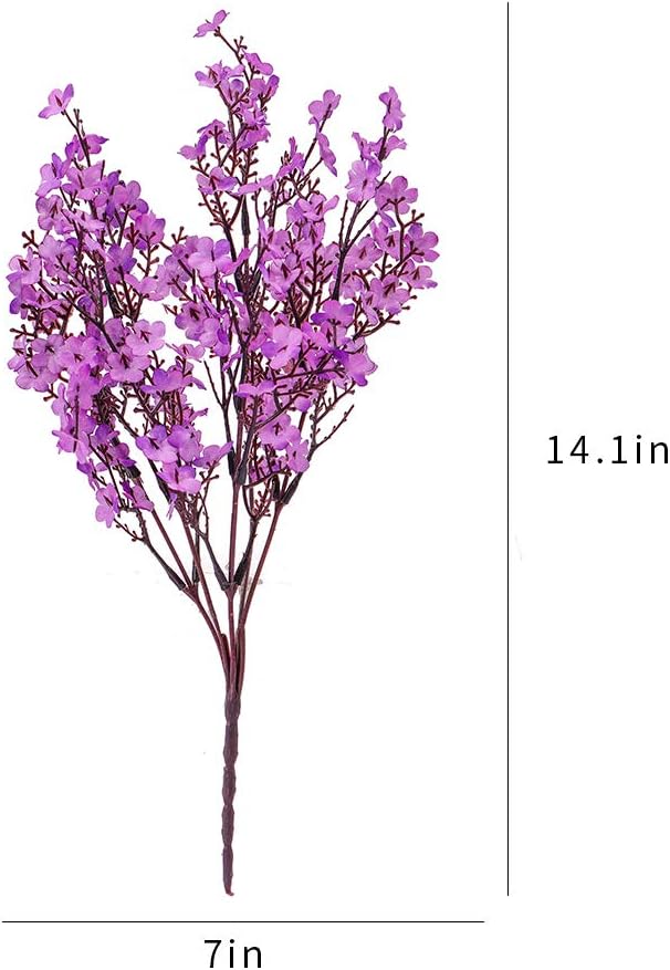 6PCS Artificial Baby Breath Flowers Fake Silk Real Touch DIY Floral Bouquets Decor Wedding Party Decoration Arrangements (Purple)