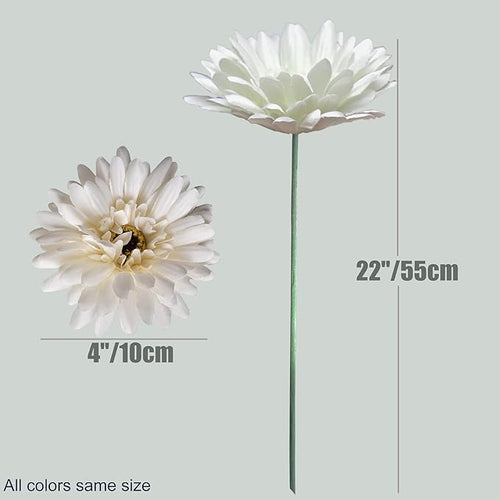 12pcs Artificial Gerbera Daisies,22 Inch Long Stem Silk Daisy Flowers,Realistic Artificial Flower Mums for Home Décor Centerpiece Wreath Supplies Wedding Bouquet,Snow White