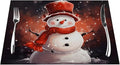 PVC Placemats Set of 1 Wipeable Table Mats Washable Heat Resistant Non Slip Vinyl Dining Table Mat for Kitchen Indoor Outdoor Patio Farmhouse Place Mats Christmas Snowman Red Decorative