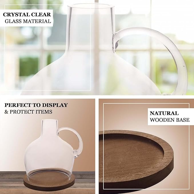Efavormart 10" Heavy Duty Clear Glass Vases Candle Holder Centerpiece Vessel Jar with Wooden Base