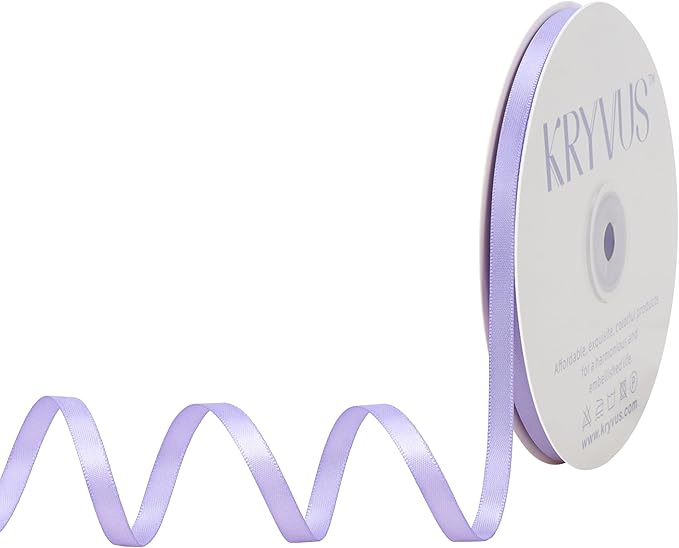 Premium Double Faced Satin Lavender Ribbon, 1/4 Inch X 50 Yards, Polyester, Wedding, Birthday, Holidays, Purple Lavender