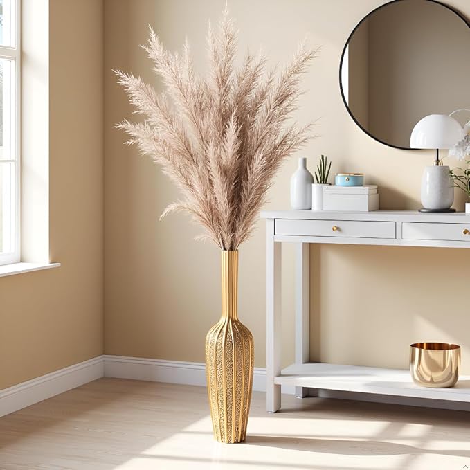 Elegant Gold Floor Vase - 23.62” Tall Decorative Vase for Dried Flowers | Home Decor Accent | Resin Tall Floor Vase