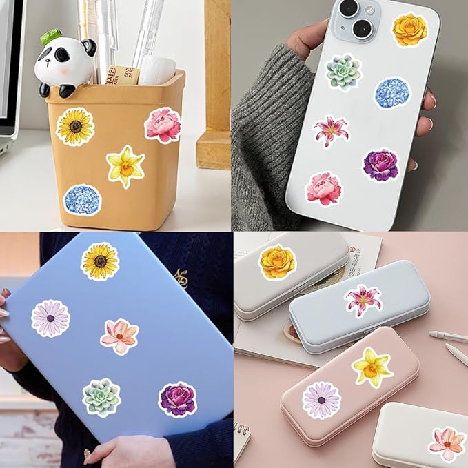 500PCS Flower Stickers Roll 10 Styles Envelope Seals Sticker for Aesthetic Flower Decals for Adults Aesthetic Stickers for Scrapbooks Water Bottle Gift Boxes Party Decorations(500 Per Roll)