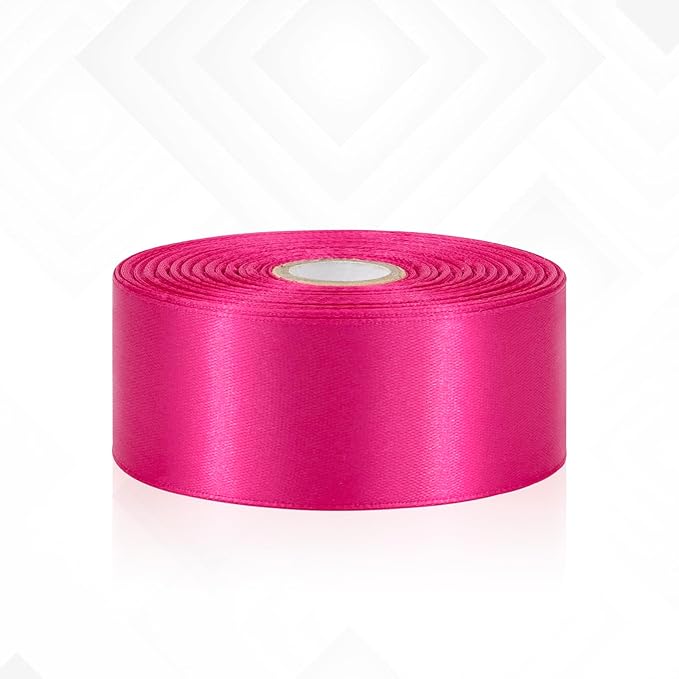 30 Yards Hot Pink Ribbon 1-1/2 Inch, Hot Pink Satin Ribbon for Flower Bouquet Accessories, Gift Wrapping, Crafts, Hair, Christmas, Wedding and Bow Making
