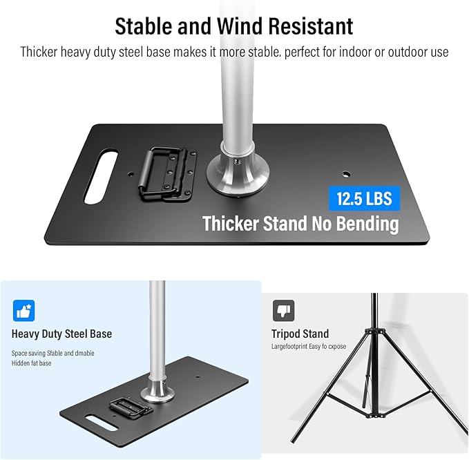 soonpho 10x20ft Heavy Duty Backdrop Stand Kit Double Crossbar Pipe and Drape Stand Kit Metal Frame with Flat Base for Wedding, Birthday Party Event, Banquet Decorations and Trade Shows
