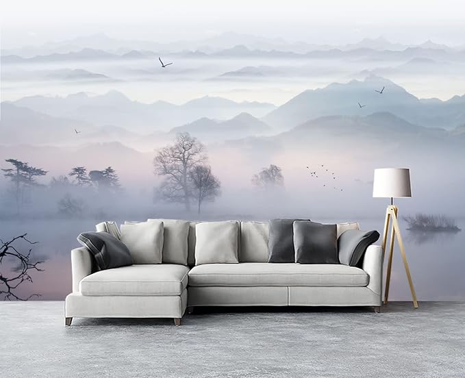 Misty Mountain Forest Wall Mural Wallpaper for Bedroom 178" x 117"