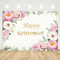 Happy Retirement Backdrop for Women Pink Rose Gold Dots Retirement Party Banner White Floral Greenery Leaves Decoration Lady's Retirement Party Decor Congrats Retire Photo Booth Props(7x5ft)