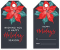 Andaz Press Christmas Holiday Season Classic Gift Tags, Happy Holidays to from and Wishing You A Happy Holiday Season, Christmas Poinsettia Design, for Holiday Events, Parties, and Favors, 60-Pack