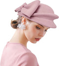 ORIDOOR Women Vintage 100% Wool Felt Flowers Bucket Cloche Bowler Hat Church Wedding Beret Hat