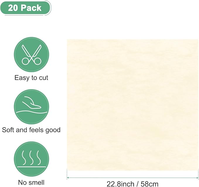 M METERXITY 20-Sheet Korean Cotton Wrapping Flower Paper, Waterproof Floral Wrapping Cotton Paper for Bouquets/Gift Packaging [Beige]