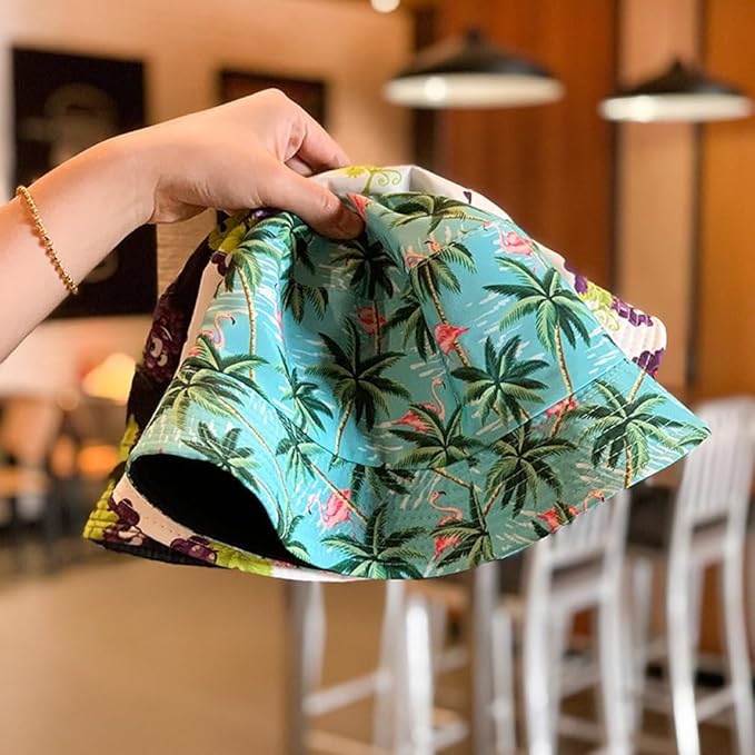 Quanhaigou Bucket Hat for Men Women,Packable Reversible Printed Sun Hats,Fisherman Outdoor Summer Travel Hiking Beach Caps