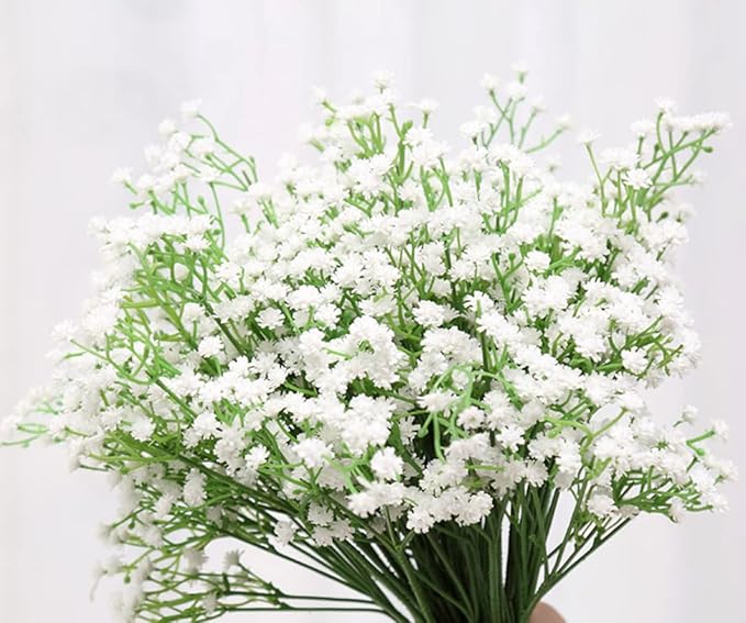 9 Pack Real Touch Artificial Baby's Breath Flowers - 21" Bendable Stems for Wedding Bouquets, Home Centerpieces & Outdoor Decor (Waterproof, Dustproof, White)