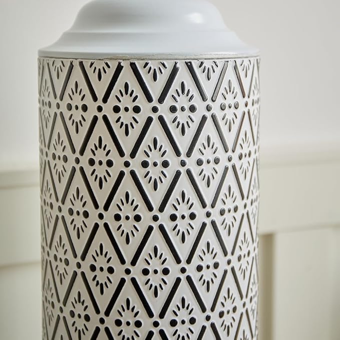 Floor Oversized Gold Metal Decorative Vase with 3D Triangle Pattern Set of 3 Large Vases for Home Living Room 33.5 ", 29.5 ", 25.2" High (White+Black)