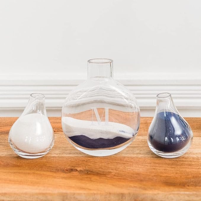 Weddingstar Custom Modern Wedding Sand Ceremony Vase Set - Serif Initial Etching