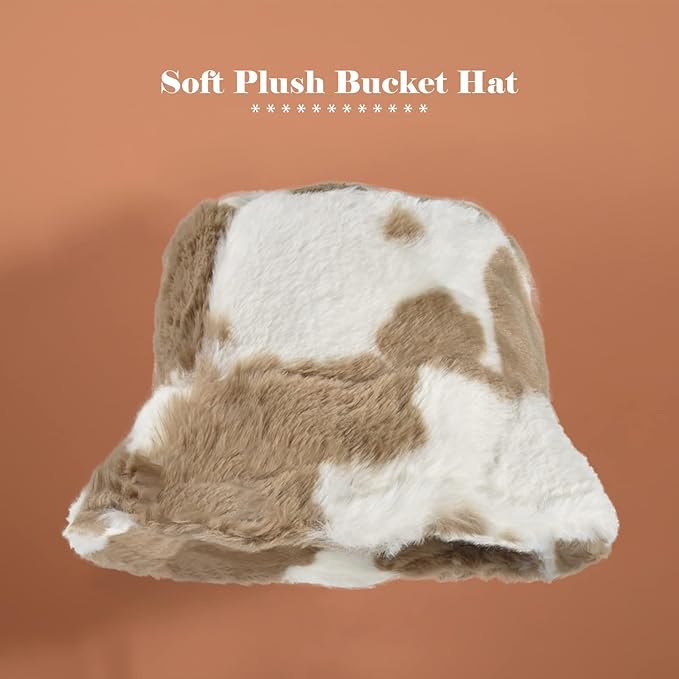 Winter Soft Faux Fur Plush Bucket Hat, Lovely Fisherman Cap, Fashion Outdoor Thick Warm Sun Cap for Women