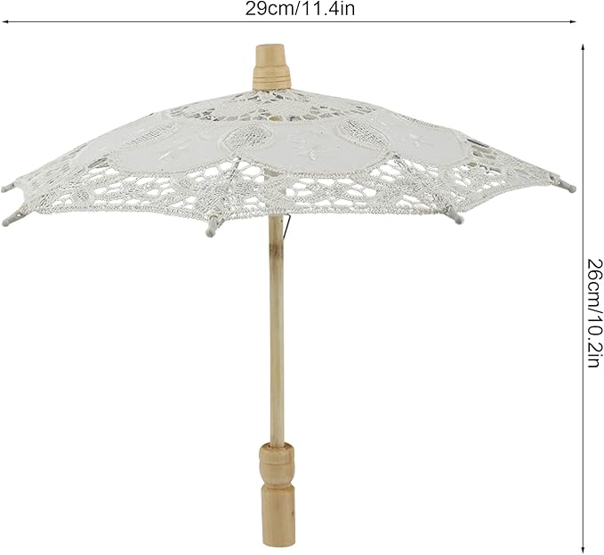 Joyzan Wedding Lace Parasol, Vintage Bride Umbrella Small Embroidery Flower White Decoration Mini Decorative Chinese Tiny Gift Lady Costume Party Romantic Photography Photo Prop Cosplay Decor 10inch