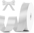 KMER LIFE 1 inch Wide x 50 Yards Polyester Satin Ribbon - Silvery Single Faced, Perfect for Wedding Decor, Wreath, Crafts, Gift Wrapping & Other Projects