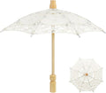 Bride Lace Parasol Umbrella 9.8 Inch Embroidered Cotton Wedding Photography Prop and Decorative Accessory for Bridal Ceremonies