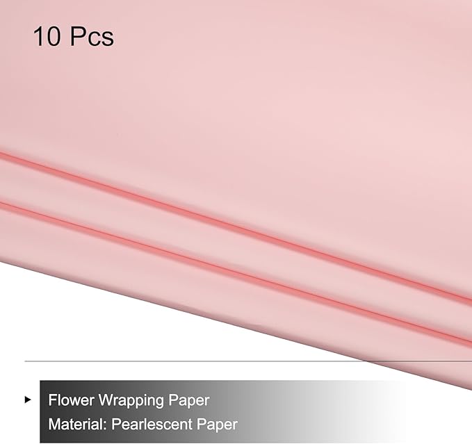 MECCANIXITY Pearlescent Film Flower Wrapping Paper 22.8x22.8 Inch Waterproof for DIY Crafts, Gift/Gift Box Packaging Cherry Pink Pack of 10