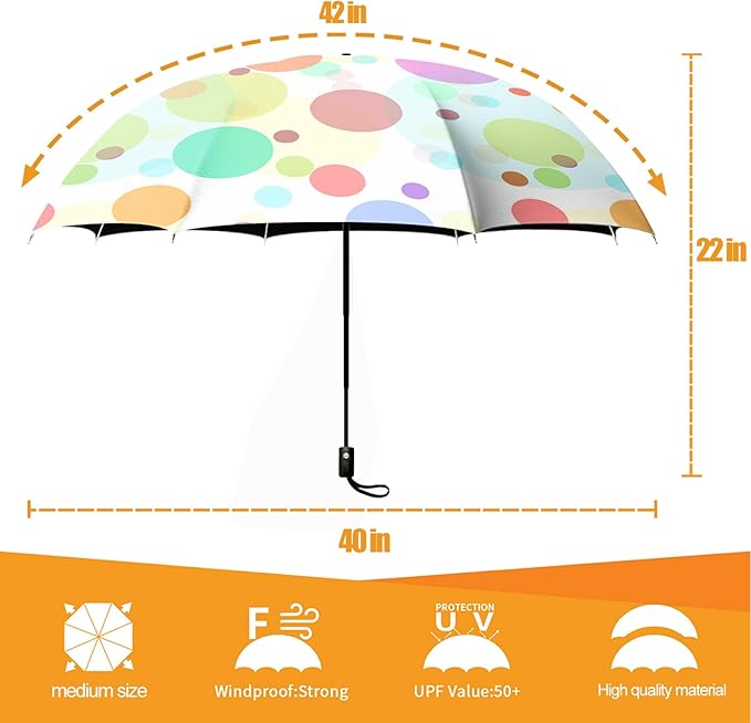 Small Compact Travel Automatic Folding Umbrella for Women, Portable Lightweight, Rain, Wind, UV Sun Shade