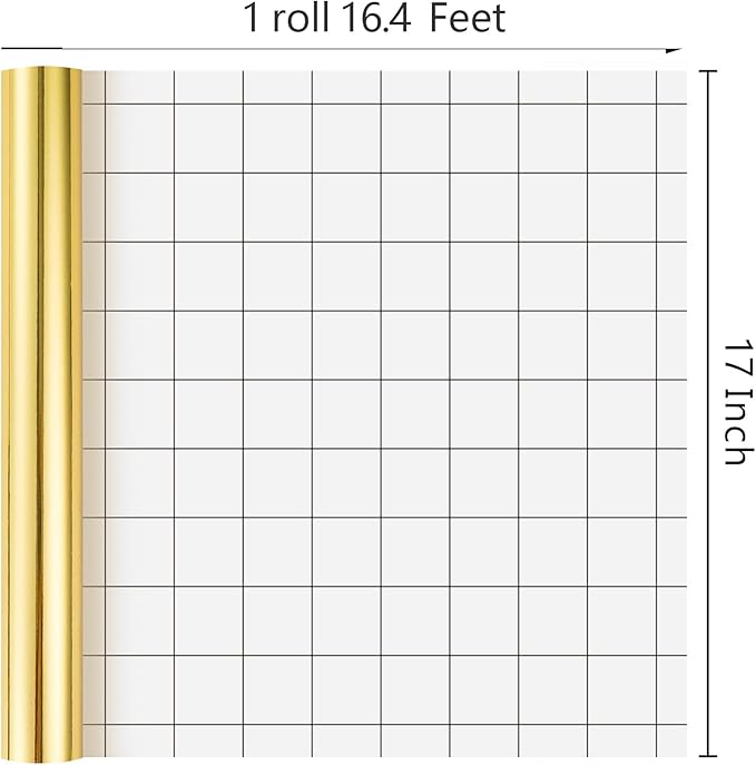 Merture Gold Wrapping Paper Roll - 17 In X 16.4 Ft(23.3 sq.ft.) Metallic Gold Solid Color Gift Wrap with Grid Cutting Lines for Christmas, Wedding, Birthday, Valentines Day, Mothers Day, Baby Shower