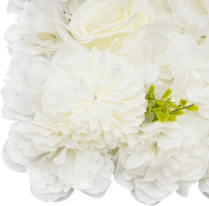 Gdrasuya10 12PCS Artificial Flower Wall Panel Wedding Backdrop Event Party Photography Flower Wall Background White Realistic Flower Wall Backdrop Faux Floral Wall Decor