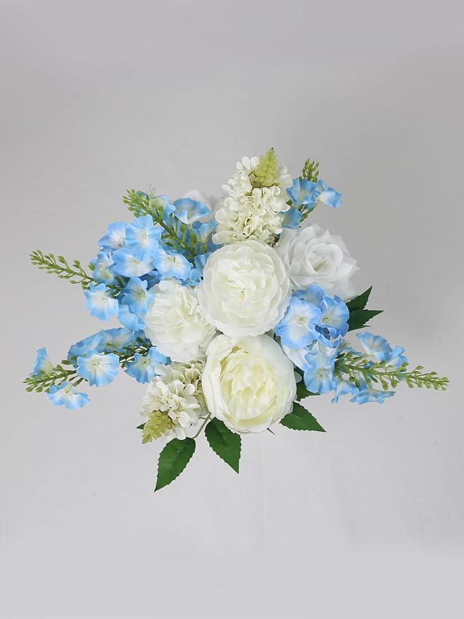 Rinlong 1Pc Baby Blue Bridesmaids Bridal Bouquet Artificial Delphinium Wedding Bouquets for Bride Bridesmaid Silk Bouquet for Wedding Prom