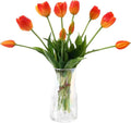 Fake Tulips Artificial Flowers Real Touch Latex Faux Tulips Fake Flowers Bouquet for Table Home Decor Party Wedding Garden Decoration (10pc Orange)