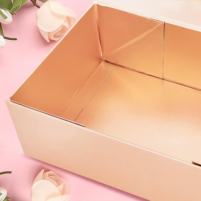 Rose Gold Gift Box with Magnetic Closure Lid 10" X 6" X 3" Gift Boxe for Presents,Luxury for Gift Packaging, Bridesmaid Gifts Boxes,Birthday Gift Box