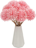 Tinsow 12 Pcs Faux Ball Chrysanthemum Bouquet Pink Artificial Ball Flowers Fake Sring Flowers for Home Garden Party Wedding Decoration (12, Pink)