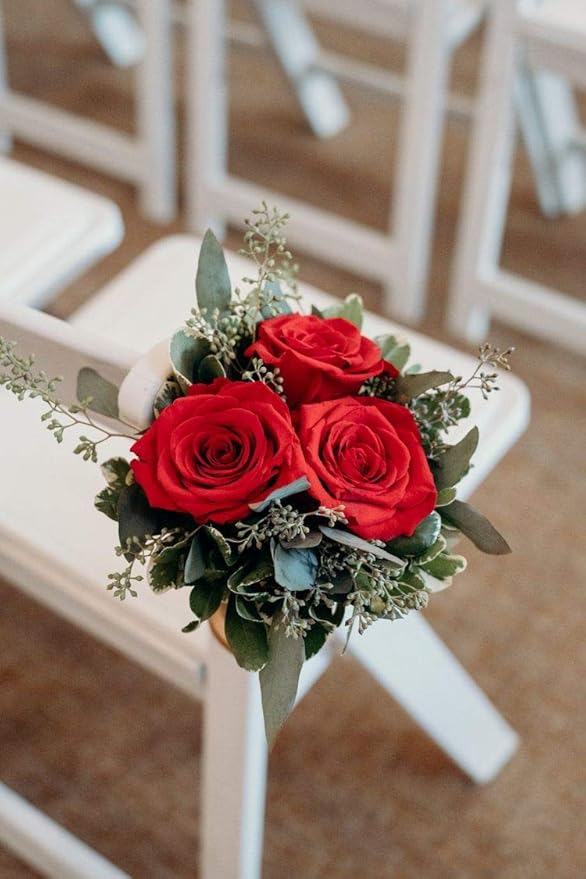 Laelfe 12 pcs Artificial Red Roses Flowers Long Stem Fake Silk Rose for Home Wendding Decorations(Red)