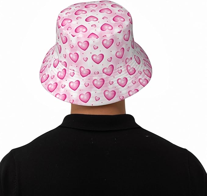 Love Bucket Hat Heart Fisherman Cap Romantic Bucket Hats Sun Caps for Hiking Camping
