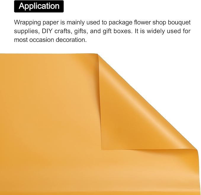 MECCANIXITY 10 Pcs Flower Wrapping Paper 22.8x22.8 Inch Waterproof Florists Wrapping Paper for Florist Bouquet Supplies, DIY Crafts, Gift/Gift Box Packaging Yellow
